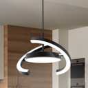 FIMEI LED Saturn Pendant Lights, 3000-6000K Dimmable Adjustable Hanging Chandelier Saturn Ring Design for Dining Room Kitchen Island Entryway Bedroom Foyer Black (Black, 1)