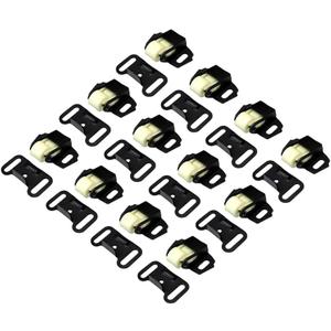 QCAA Single Roller Wheel Spring Cabinet Furniture Closet Door Catch Latch, Matte Black, Made in Taiwan, 12 Pack