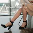 IDIFU Women's IN4 Pedazo High Block Heels Pumps Pointed Closed Toe Ankle Strap Dress Wedding Shoes, Size 12