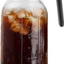 64 Oz Glass Pitcher with Lid, 2 Quart Heavy Duty Cold Brew Pitcher, Leak-Proof, Wide Mouth Mason Jar with Pouring Airtight Lid,Ideal for Fridge Storage (Black)