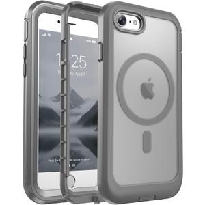 Magnetic for iPhone SE Case 3rd/2rd,iPhone 8/7 Case, [Compatible with MagSafe][Military Grade Drop Protection][Heavy Duty Protection][Non-Slip] 2-Layer Durable Bumper Phone Case 4.7''-Gray