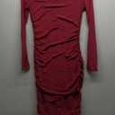 REORIA Women's Fall Mesh Sheer Long Sleeve Midi Ruched Bodycon Dress Mock Neck Elegant Evening Party Cocktail Dresses, M