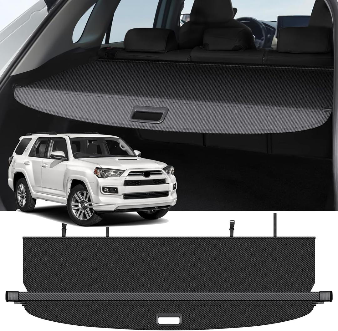 Cargo Cover Compatible with Toyota 4Runner 2010-2024 Accessories Carbon Fiber Texture Retractable Trunk Cover Security Shield Luggage Privacy (Carbon Fiber Texture) (2010-2024 Toyota 4Runner (Carbon Fiber Texture))