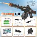 Electric Water Gun with LED Sight, Rechargeable Battery, High Capacity Drum Magazine, Black (Transparent) Ages 3+