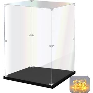 Acrylic Display Case for Collectibles Assemble Clear Acrylic Display Box for Lego Alternative Glass Case for Showcasing Figures Doll Toys Home Storage(10x6x14 inch, 25x15x35 cm)