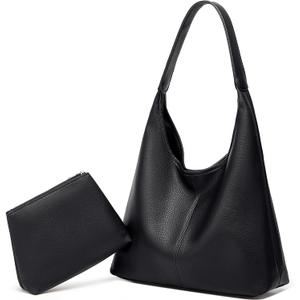 Slouchy Hobo Bags for Women Retro PU Leather Tote Crossbody Bag Soft Large Capacity 2pcs Shoulder Purses Handbags 2025