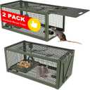 2 PCS Humane Mouse Rat Traps, Mice Chipmunk Squirrel Traps, and Other Live Animal Cage Catch and Release for Indoor and Outdoor-Green
