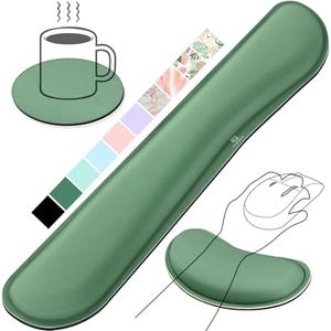 Gimars Upgrade Enlarge Silky and Superfine Fabric Gel Memory Foam Keyboard Wrist Rest Set, Ergonomic Keyboard Mouse Wrist Support for Typing Pain Relief, Comfort for Office, Gaming, Computer