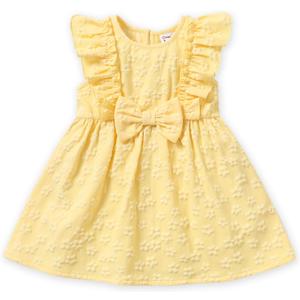 PATPAT Toddler Baby Girls Summer Dresses Spring Clothes Flower Sundress Ruffle Sleeve Bowknot 3-24 Months (Yellow Floral)