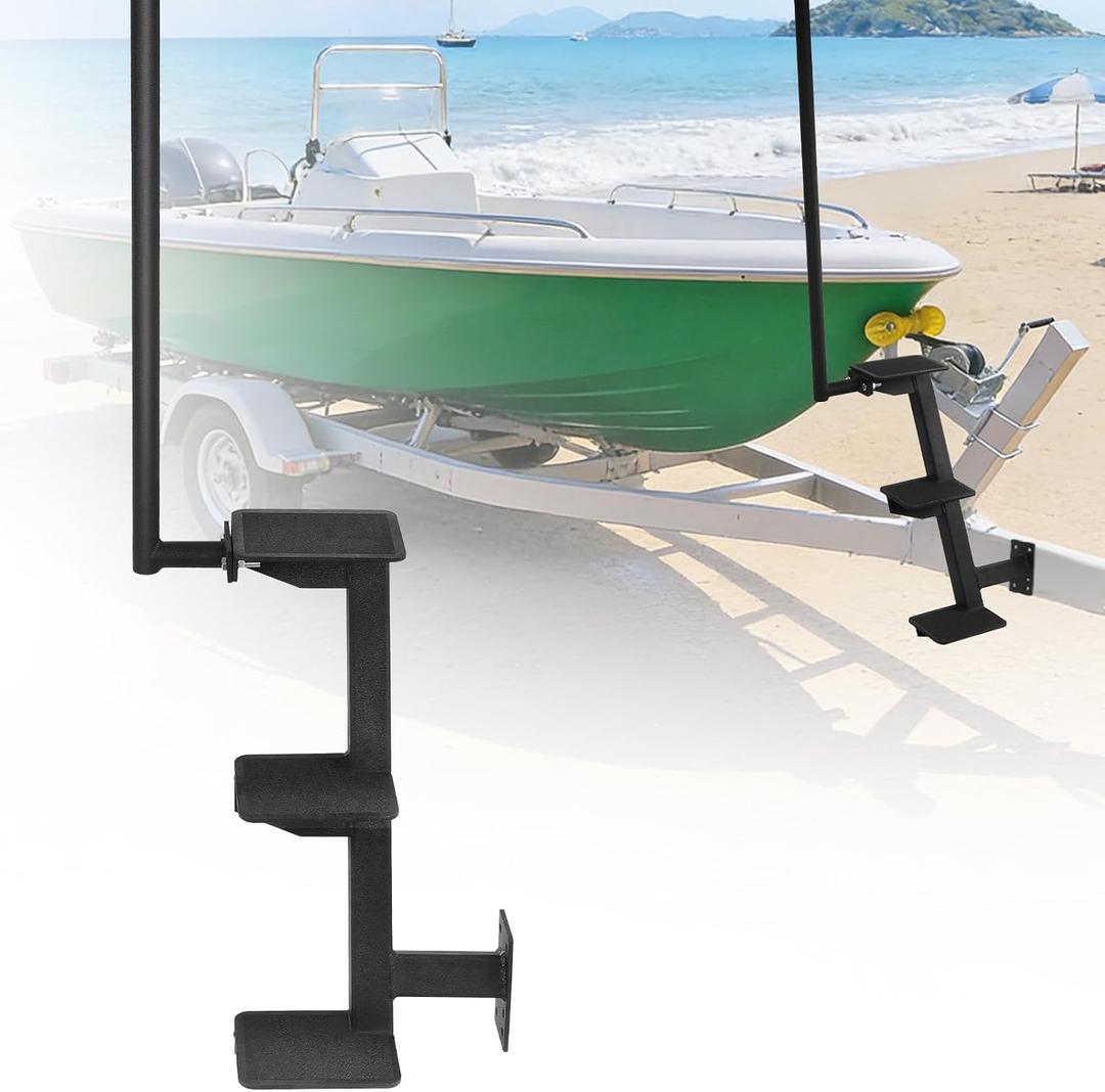 Triple Step Bass Boat Trailer Steps with Safety Handle, Non-Slip Surface, Fit for Universal Bass Boat, 400 lbs. Load Capacity (3 Steps)