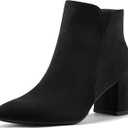 mysoft Women's Ankle Boots Chunky Block Low Heel Comfortable Pointed Toe Side V Cutout Dressy Office Booties with Zipper size ( 9 1/2 )