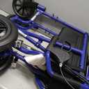 Medline Lightweight Foldable Transport Wheelchair with Handbrakes and 12-Inch Wheels, Blue Frame, Black Upholstery