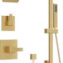 ESNBIA Bathtub Shower System Gold, All Metal Tub Shower Faucet Set with Slide Bar, Wall Mount Shower Combo Set with Shower Valve, 6" Rain Shower Head with Handheld Spray Combo, Brushed Gold (Brushed Gold)