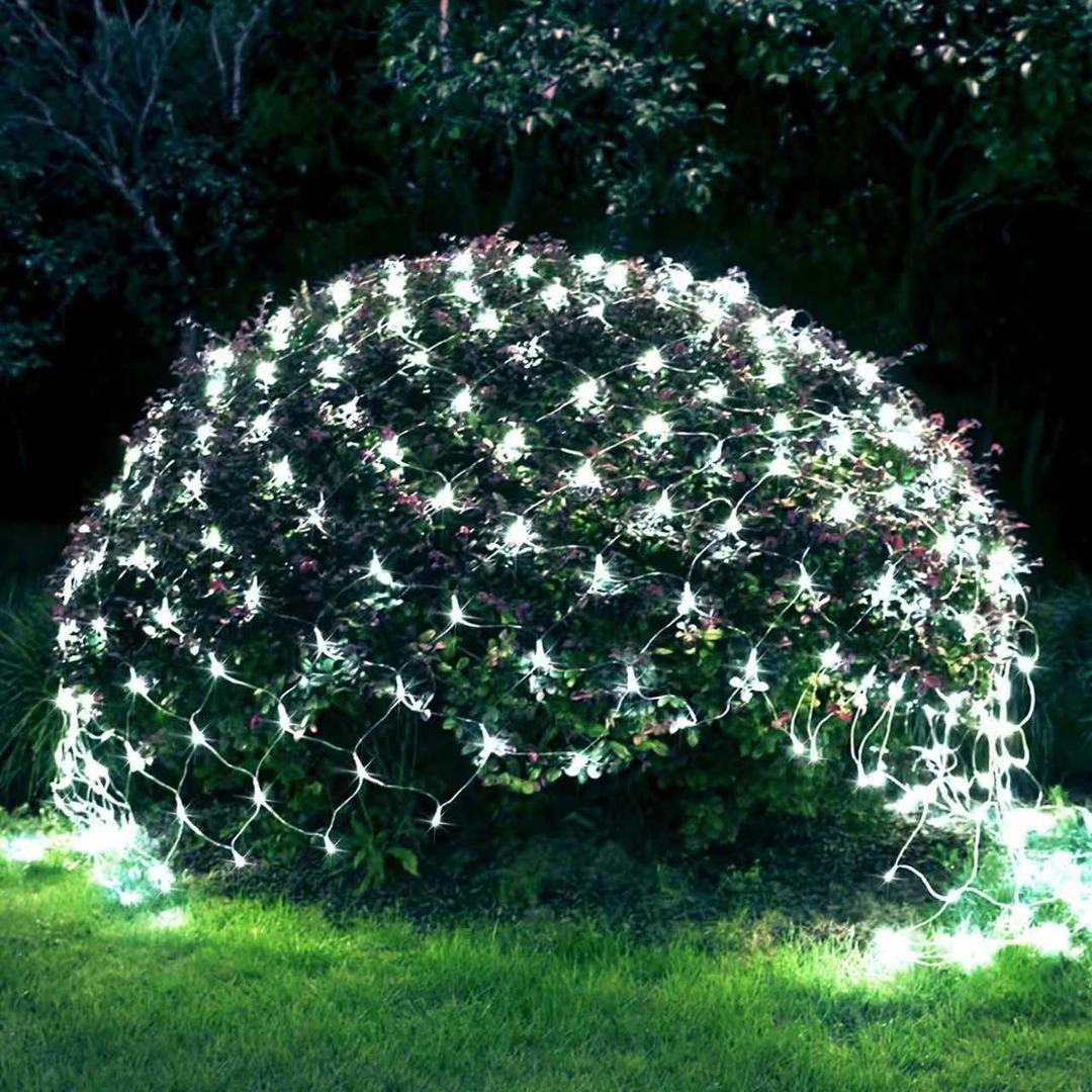 JMEXSUSS 200 LED Cool White Net Lights for Bushes, 9.8 ft x 6.6 ft Christmas Net Lights Outdoor Mesh Light Connectable with Remote Plug in for Christmas Tree Garden Bush Decor
