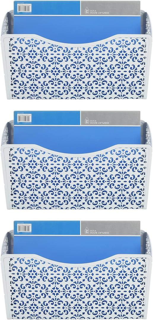 EasyPAG 3 Pack Hollow Design Wall-Mounted File Organizer - Heavy Duty Metal, Vertical Space Saving, Letter Size Single Pocket Holder for Office, Home, School, White