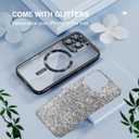 Misea Magnetic for iPhone 16 Pro Max Case Compatible with MagSafe [Military Grade Drop Protection] Full Camera Lens Protector Plating Glitter Soft Phone Case for Women Girls 6.9 inch, Black