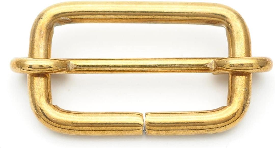 CRAFTMEMORE Solid Brass Movable Bar Slide Strap Adjuster Triglide Belt Keeper Purse Making S316 (1 Inch)