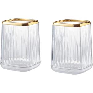 Makeup Brush Holder Clear Acrylic Makeup Brushes Organizer Pen Pencil Holder Cosmetic Brush Holder for Vanity Bathroom Decor, Set of 2