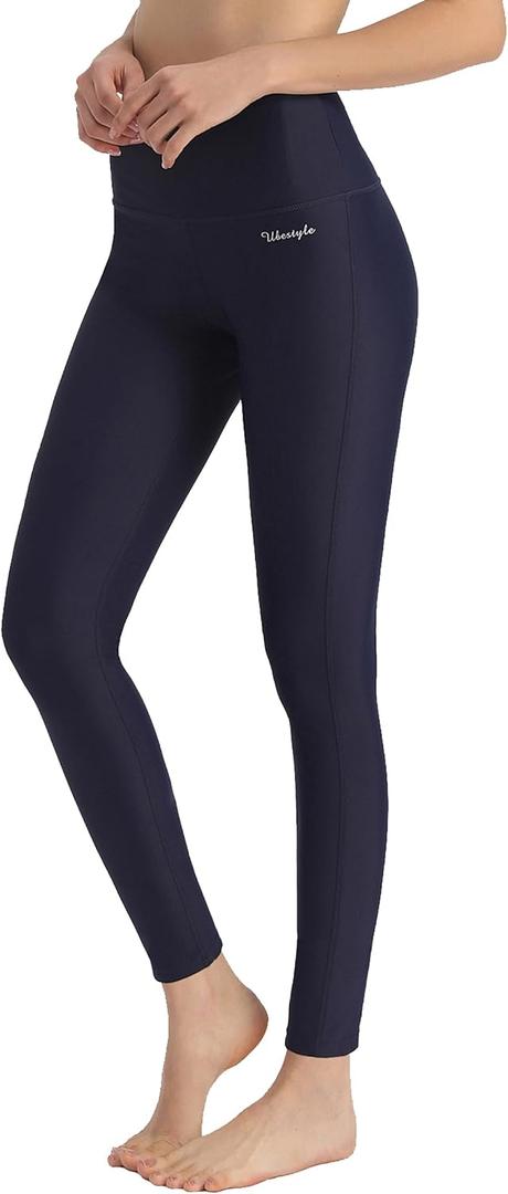 Ubestyle UPF 50+ High Waist Women's Swim Pants Swim Leggings Swimming Tights Rash Guard Pants Sun Protective (Navy, Small) Ubestyle UPF 50+ High Waist Women's Swim Pants Swim Leggings Swimming Tights Rash Guard Pants Sun Protective (Navy, Small)