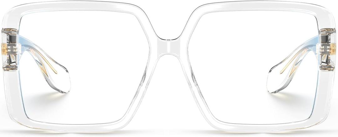 VISOONE Oversized TR90 Blue Light Blocking Glasses Fashion Accessories Non Prescription for Women Harvard (Clear)