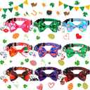 Sadnyy 9 Pcs Easter Cat Collars Holiday Breakaway Cat Collars Bulk with Bow Tie and Bells Adjustable Valentine's Day Holiday St. Patrick's Day Necklace for Kitten(S)