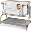 Tinyiota 3 in 1 Baby Bassinet,Rocking Bedside Crib Sleeper for Newborns,Adjustable Height Bassinet with Mattress and Soft,Breathable Sheet,Full-Mesh Sides,Stable&Cozy Crib for Babies
