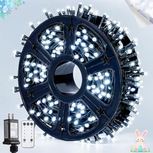 JMEXSUSS 400 LED White Christmas Lights Outdoor Decorations, 132ft Christmas Tree Lights with Remote, Indoor String Light Plug in for House Xmas Bush Decor