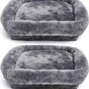 Abbylike 2 Pcs Cat Tree Tower Replacement Parts Grey Bed Cover with Elastic Band Removable Washable Padding for Platform Perch Shelves, Only Cover, Cat Tower Cushions Accessories(15.7 x 15.7 Inch)