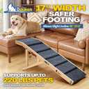 Dog Ramp for Couch, 49" Long Foldable Pet Ramp for Small Large Dogs, Dog Ramps for Bed, High Traction with Platform 6 Adjustable Heights 18" to 21.5" Up to 220LBS, Wood