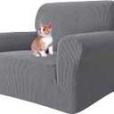 MAXIJIN Stretch Chair Cover Chair Slipcovers with Arms, 1-Piece Couch Sofa Chair Covers for Living Room, Non Slip Armchair Cover (31"-46") Furniture Protector Dogs Pet Friendly (Chair, Light Grey)