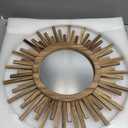 18 Inch Boho Sunburst Mirror, Round Wooden Wall Decor Starburst Sun Mirror for Bedroom, Living Room, Bathroom, Hallway, Balcony, Farmhouse Entryway, Housewarming GiftRustic Brown