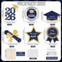 3 x Graduation Party Centerpieces Decorations for Tables Class of 2026 - Glitter Navy Blue and Gold Graduation Table Centerpieces Sticks with LED String for Grad Party Decor Supply 30 Pack