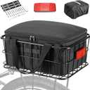 Bike Basket Rear for Men Women, Large Bicycle Rack Basket for Adult Bikes with Removable Liner Bag & Waterproof Cover, Heavy Metal Back Cargo Basket for Ebike, Mountain Bike, City Bike, Cruiser