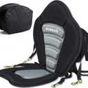WOOWAVE Kayak Seat Padded Deluxe Paddleboard Seat Adjustable Boat Seat Cushioned Fishing Seat High Back Comfortable Backrest Support for Universal Sit (1 Pack Black/Gray)