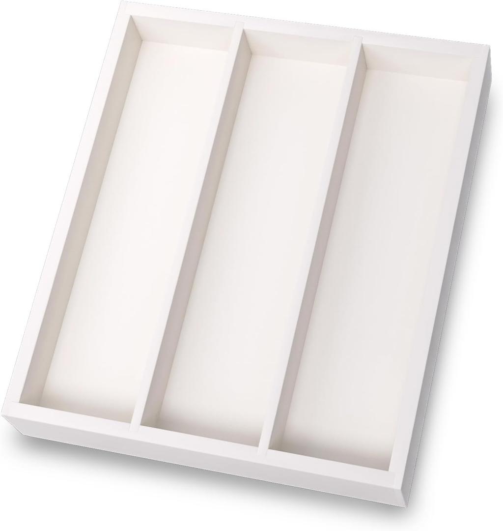 Fibogollo Silverware Organizer Bamboo Kitchen Drawer Organizer, Flatware Organizer Tray for Kitchen, Flatware, Utensils(White), 
Shape	Rectangular