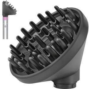 Upgraded Large Diffuser Attachment for Dyson Airwrap Styler HS01/HS05/HS08- Nozzle to Dryer Faster & Define Curls Hair,Hair Dryer Diffuser Attachment,Heat Resistant Diffuser for Airwrap Attachments (Gray-OEM Size)