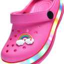 XPKWS Toddler Kids Clogs Boys Girls LED Garden Shoes Light up Sandals Slip on Quick Dry Beach Slippers (10.5 Toddler, Pink)