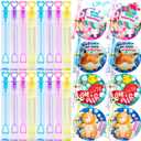 JOYIN 32 Pcs Valentines Day Gift Cards with Mini Bubble Maker Wands for Kids, Valentine Party Favor Toys, Valentine's Day Kids Classroom Exchange Prizes, Bubble Wands with Cards, Photo Prop Decor