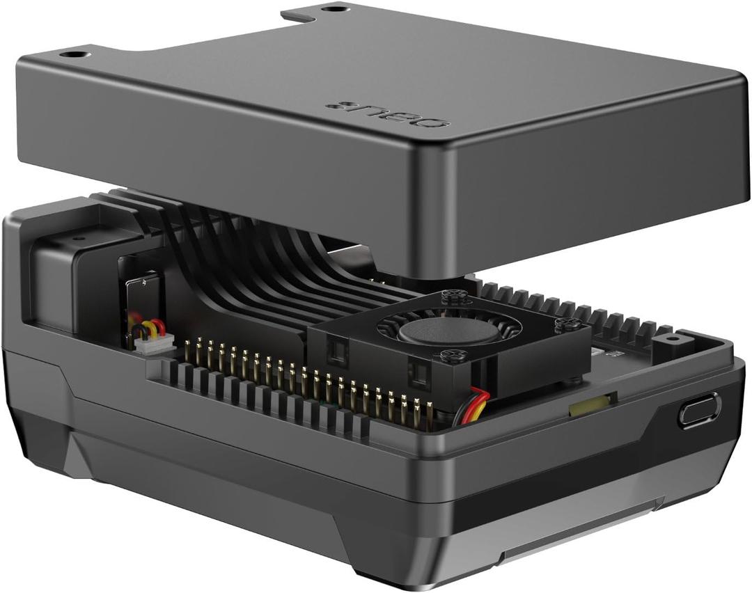Argon NEO 5 M.2 NVMe PCIe Case for Raspberry Pi 5  Aluminum Enclosure with Integrated Cooling Fan, Supports AI Applications (Hailo, AI Agents, OpenClaw)