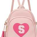 Girls Initial Mini Backpack Gifts for Kid Toddler Little Girl Teen Small Cute Heart Backpack Purse Preschool Kindergarten Bookbag, Pink-S