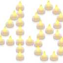Homemory 48 Pack Waterproof Flameless Floating Tealights, Battery Flickering LED Tea Lights Candles - Wedding, Party, Centerpiece, Pool & SPA (Warm White)