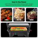 Chefman Electric Panini Press Grill, Compact 2-Slice Sandwich Maker, Non-Stick Coated Plates, Opens 180 Degrees, Dishwasher Safe, Removable Drip Tray, Stainless Steel/Black