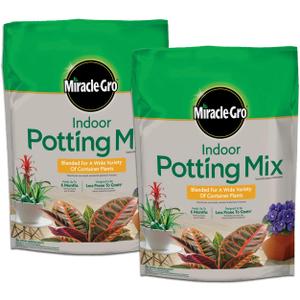 Miracle-Gro Indoor Potting Mix, Blended for a Variety of Houseplants, Feeds for up to 6 Months, 6 qt, 2-Pack