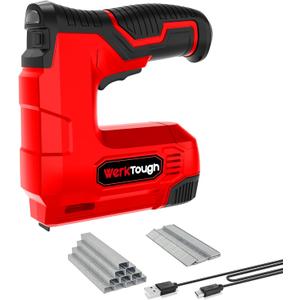 4V Cordless Staple Gun Red Brad Nailer DIY 2 in 1 Electric Staple Gun USB Cable 2000pcs Staple T50 18GA