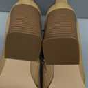 Juliet Holy Women's V Cut Ankle Boots Pointed Toe Stacked Chunky Heel Side Zipper Leather Cutout Western Booties, Beige, Size 9