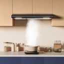 CIARRA AWB75918B Black Range Hood 30 inch Under Cabinet with Anti-Fingerprint Design, Slim Vent Hood with Push Button Control, Ducted and Ductless Convertible
