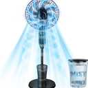 Standing Fan, 16'' Humidifier Fan - Misting Fan, Fan for Bedroom Oscillating Pedestal Fan with 3 Modes 9 Speeds 7H Timer for Daily Indoor Cool - 2026 Model