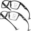 SKYOAK 2 Pack Ultralight Progressive Multifocus Reading Glasses for Men, Executive TR90 Computer Readers Spring Hinge Blue Light Blocking, Near-Mid Vision Multifocal Eyeglasses UV400 Protection, +1.5