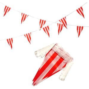 100 Feet Red & White Striped Pennant Banner Flags String 60 PCS Indoor/Outdoor Triangle Bunting Flags,Party Decorations Supplies for Carnival Circus,Kids Birthday,Festival Celebration