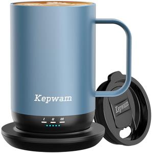 Kepwam Self-Heating Coffee Mug T1-16oz, Fast Heating Rechargeable Heated Coffee Mug, Smart Mug with App & Button Control, Ideal Gift for Coffee Lovers & Hot Drink Enthusiasts